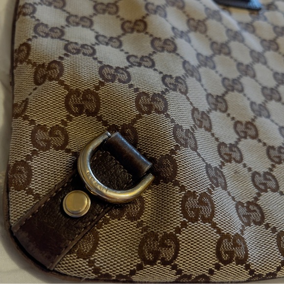 Gucci Logo Abbey GG Pattern D-Ring Canvas/Leather Crossbody Shoulder Bag Brown - Picture 10 of 16